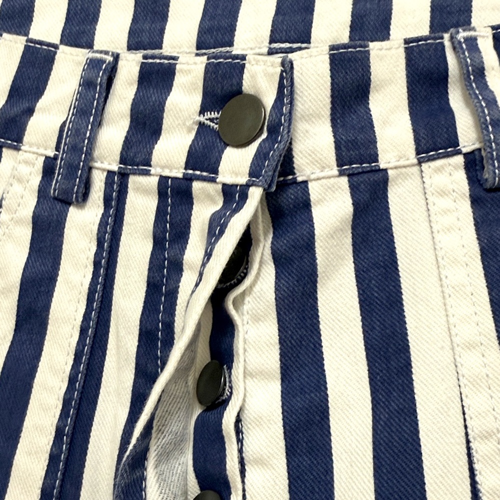NWOT LOUP Simone Wide Crop Pants in Navy Striped - Picture 9 of 10